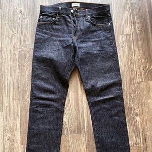 buck mason raw indigo slim jeans 33